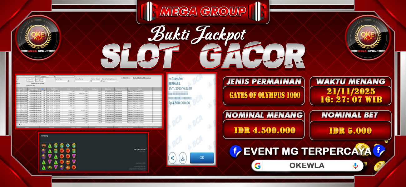 Bukti JP situs Okewla hari Jumat, 21 November 2025