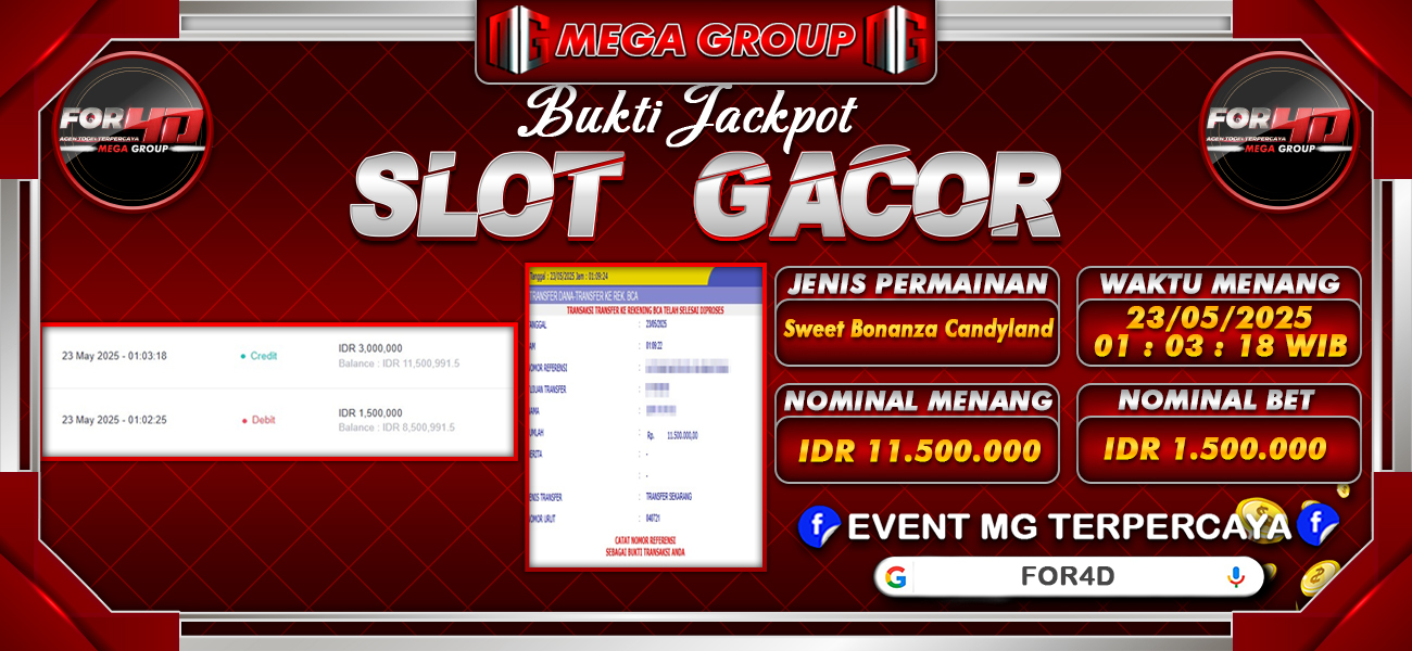 Bukti JP situs For4D hari Jumat, 23 Mei 2025