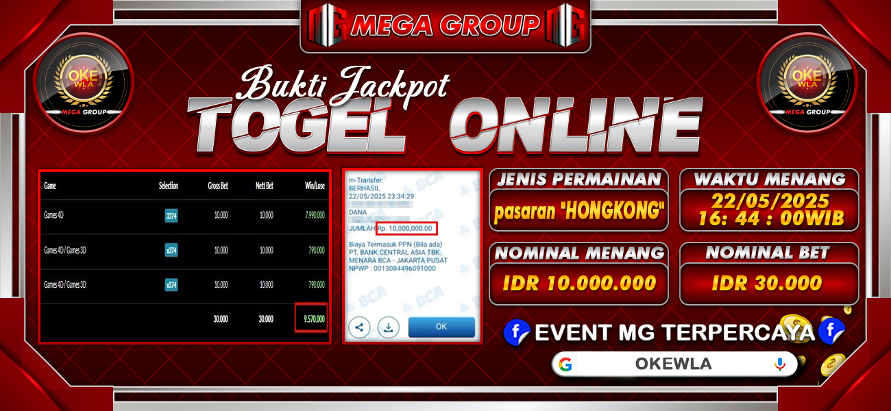 Bukti JP situs Okewla hari Jumat, 23 Mei 2025