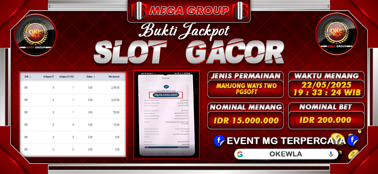 Bukti JP situs Okewla hari Kamis, 22 Mei 2025