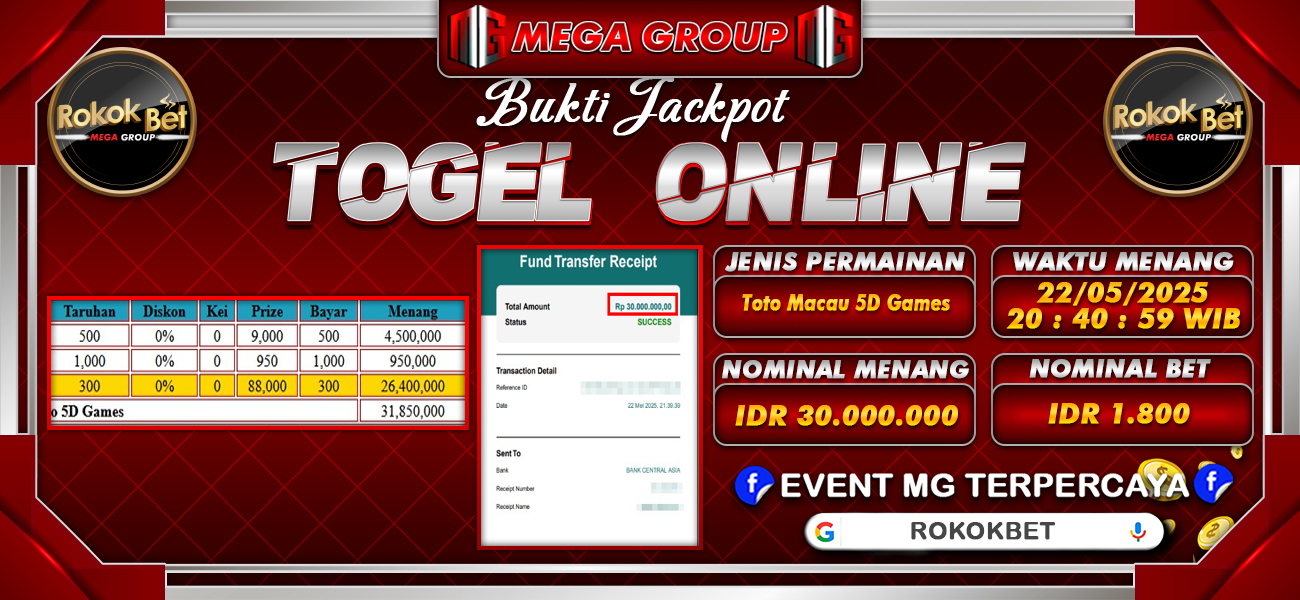 Bukti JP situs Rokokbet hari Jumat, 23 Mei 2025
