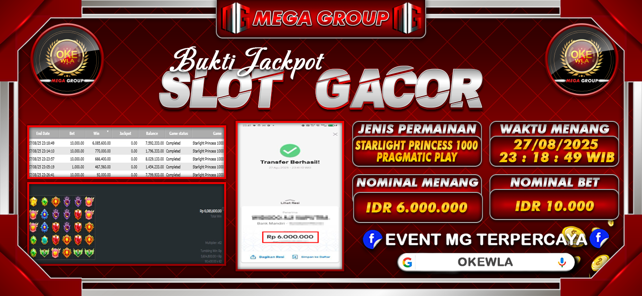 Bukti JP situs Okewla hari Kamis, 28 Agustus 2025