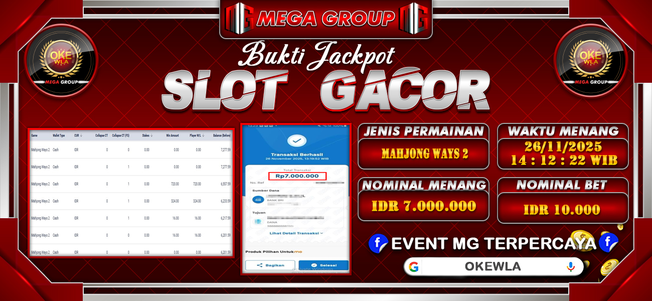 Bukti JP situs Okewla hari Rabu, 26 November 2025