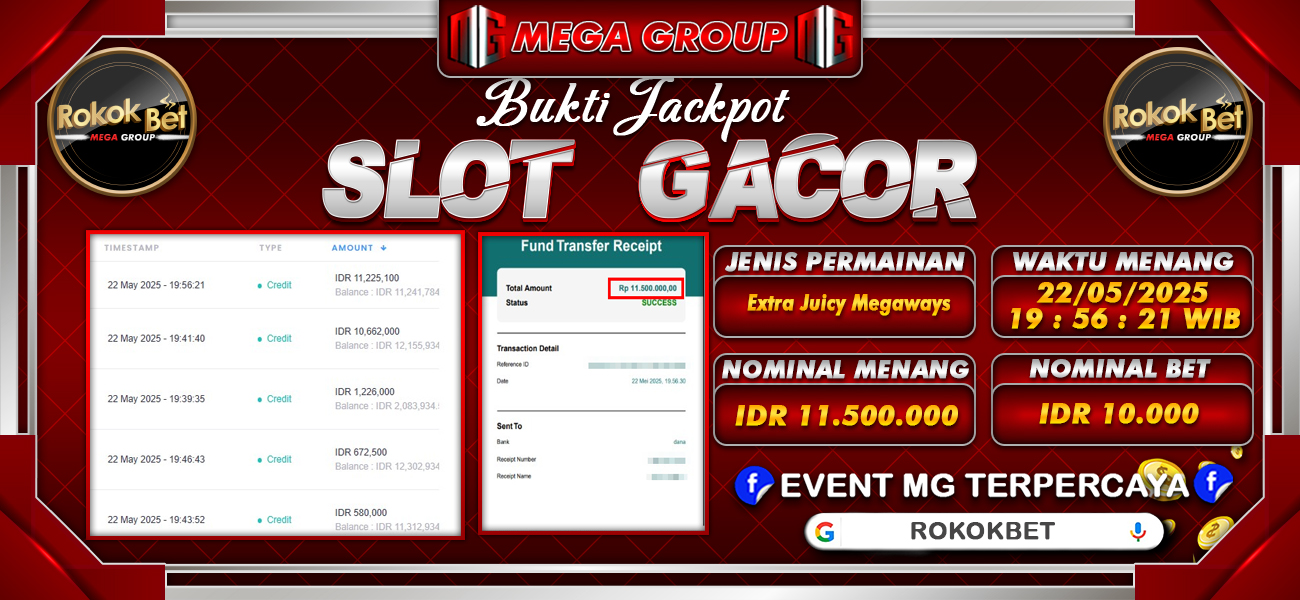 Bukti JP situs Rokokbet hari Kamis, 22 Mei 2025