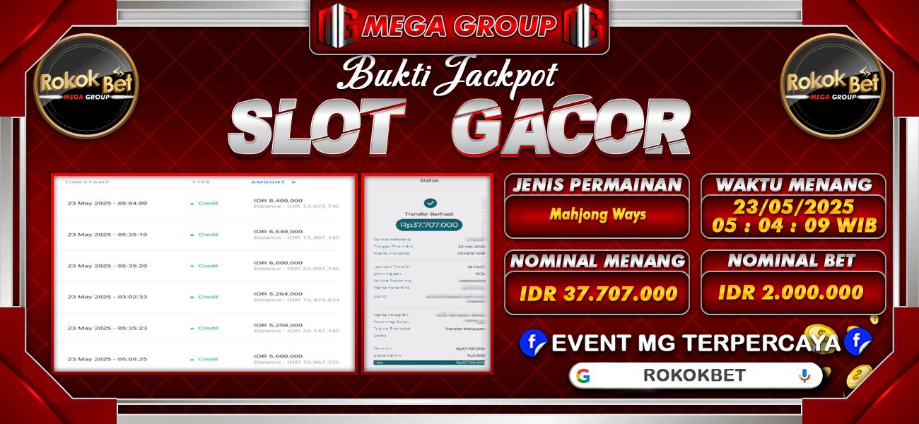 Bukti JP situs Rokokbet hari Jumat, 23 Mei 2025